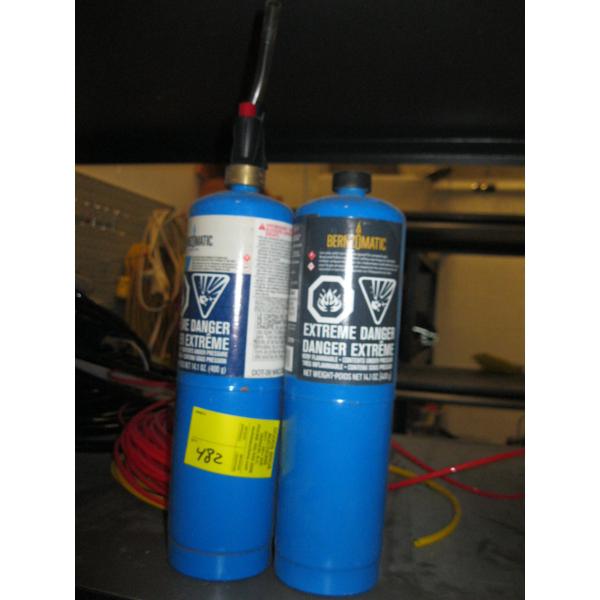 PROPANE TORCH & 1 PARTIALLY FULL TANK & 1 EMPTY TANK