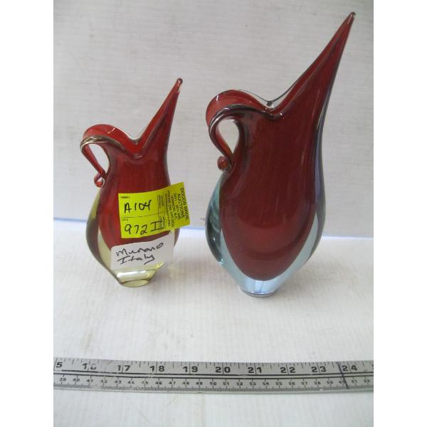 2 MURANO ITALIAN VASES (ONE URANIUM GLASS)