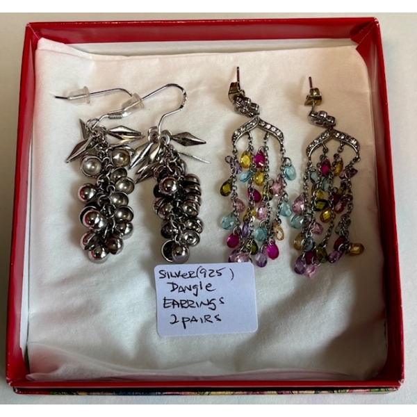 2 PAIR OF .925 SILVER DANGLE EARRINGS