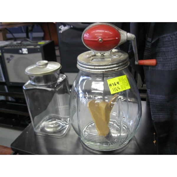 GLASS CHURN & CANNISTER