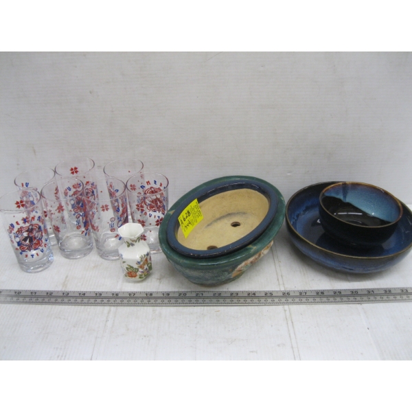 MISC. PLANTERS, BOWLS, GLASSES, ETC.