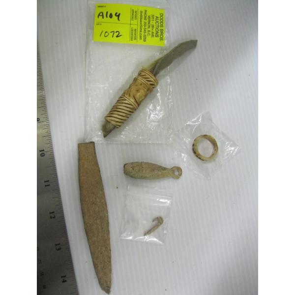 INUIT, BONE, NEEDLE HOLDER, FISH HOOK WEIGHT