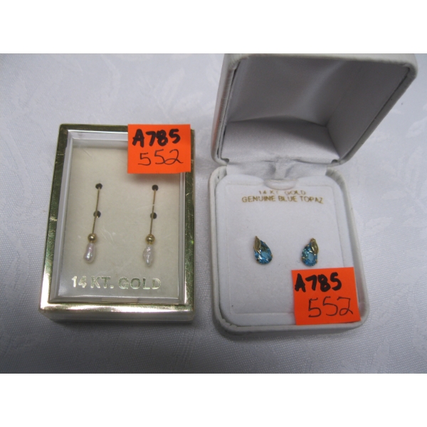 2 PAIR 14KT GOLD EARRINGS