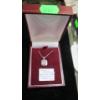 Image 1 : STERLING SILVER NECKLACE W/PENDANT W/SMALL DIAMONDS, 17" CHAIN