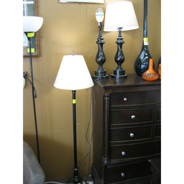 1 POLE LAMP & 2 TABLE LAMPS - 1 MISSING SHADE