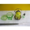 Image 1 : ASST. URANIUM GLASS - PICKLE JAR, ETC.