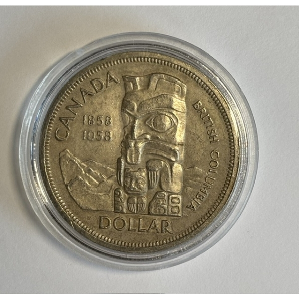 1858-1958 B.C. CANADA $1 COIN W/TOTEM
