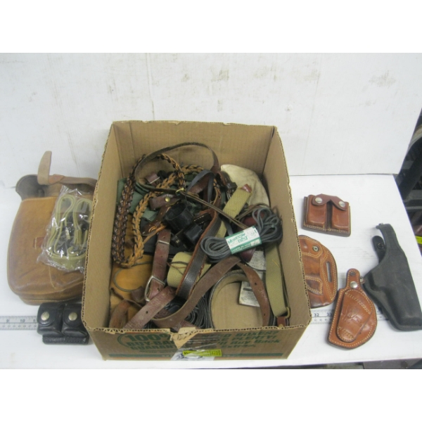 ASST. LEATHER POUCHES, BELTS, ETC.