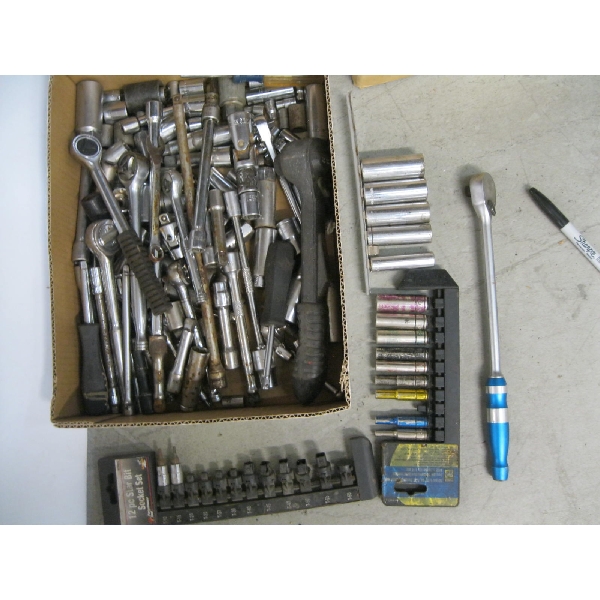 MISC. 3/8", 1/4" RATCHETS, SOCKETS, ETC.