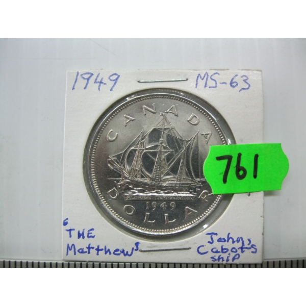 1949 CDN SILVER $1 COIN