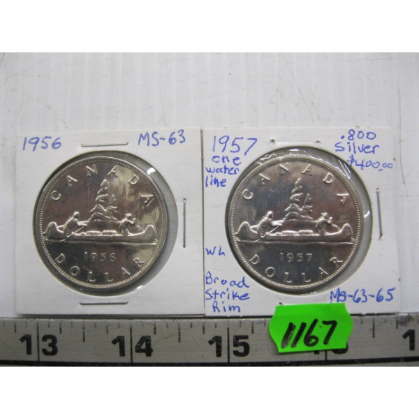 1957 & 1956 CDN SILVER DOLLARS
