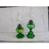 Image 1 : 2 GREEN BASED OIL LAMPS