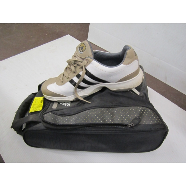PAIR OF ADIDAS SZ 10.5 GOLF SHOES W/BAG