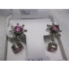 Image 3 : 2 PAIRS OF .925 SILVER EARRINGS W/PINK STONES