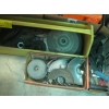 Image 2 : BASKET OF MISC. POWERFIST ANGLE GRINDERS - 4 - & LOT OF ASST. GRINDING DISCS, WIRE BRUSHES, ETC.