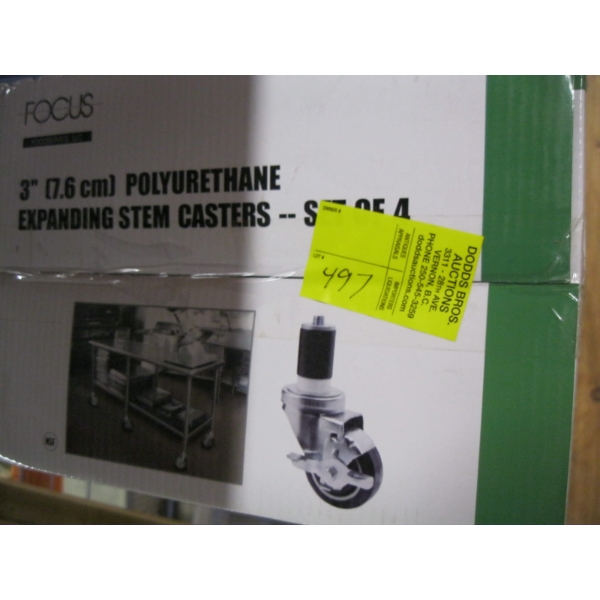 SET OF 4 - 3" CASTORS W/EXPANDABLE STEM