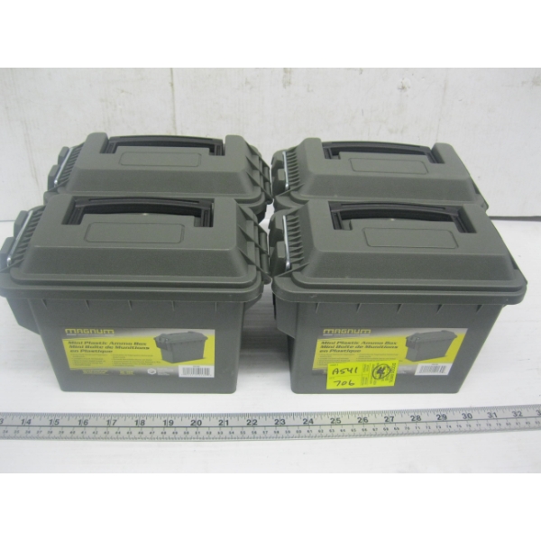 4 PLASTIC MINI AMMO BOXES