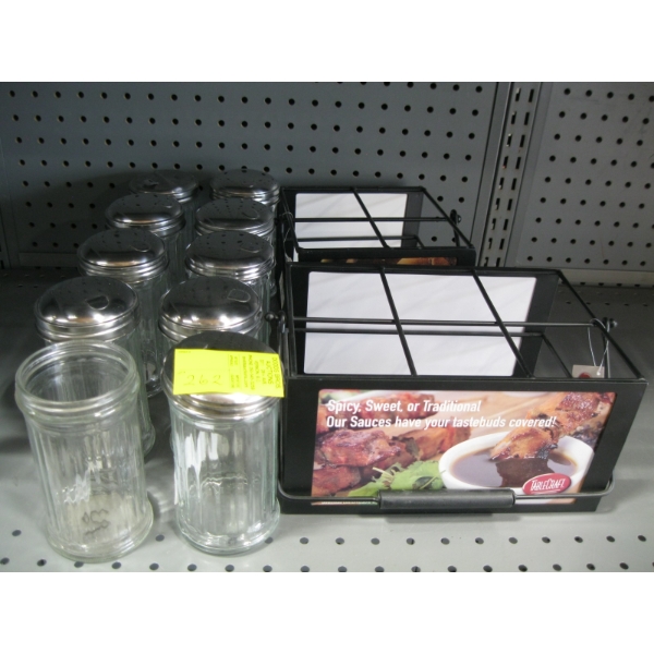 3 HANDLED TRAYS & 10 SUGAR SHAKERS