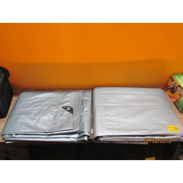 2 GREY TARPS