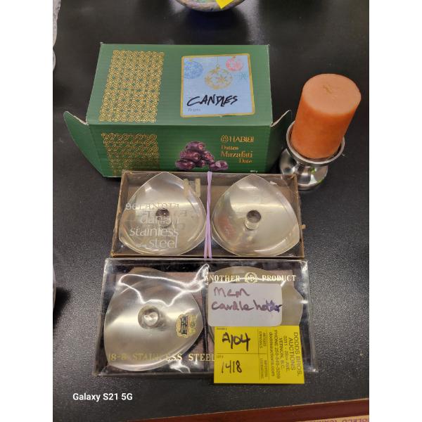 4 MCM CANDLEHOLDERS & CANDLES