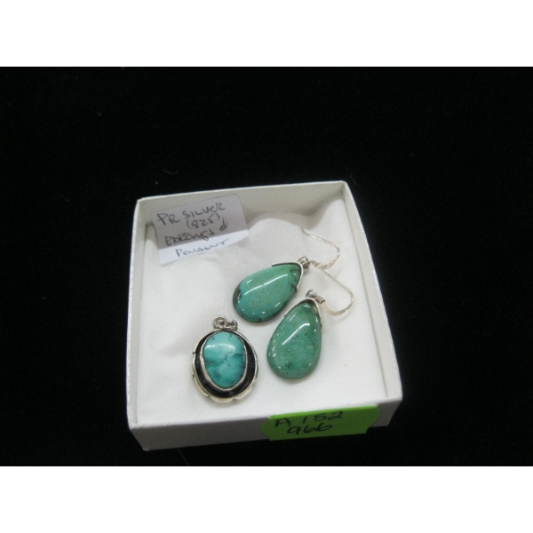 STERLING SILVER .925 EARRINGS (PR) & PENDANT