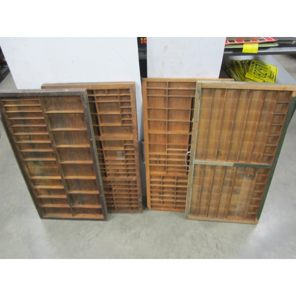 4 WOODEN TYPESETTER TRAYS