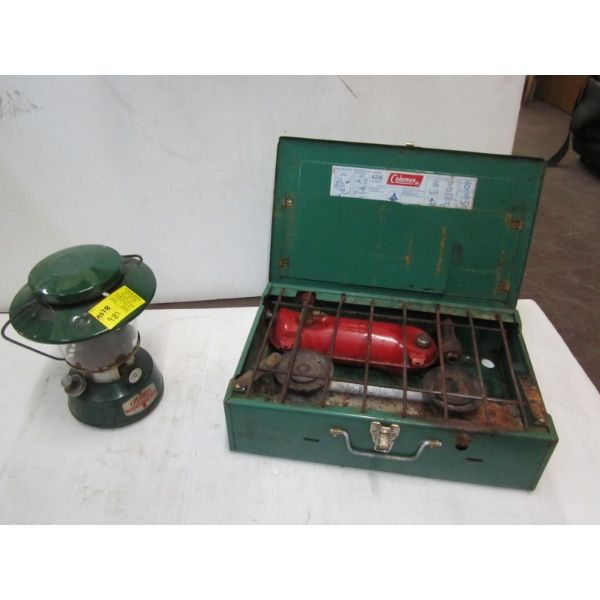 THERMOS GAS LANTERN & A COLEMAN STOVE