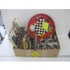 Image 1 : 3D ELEPHANT MIRROR, HAZEL ATLAS 6 HIGHBALL GLASSES W/TRAY & USA PENNIES/DIMES & FOLK ART SIGNS