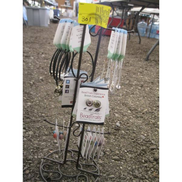 STAND W/BEAD TRAIL BRACELETS & ASST. BEADS