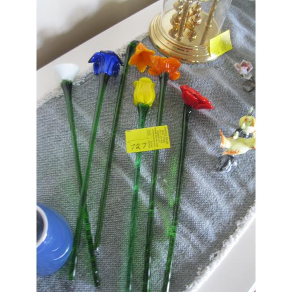 6 GLASS FLOWERS