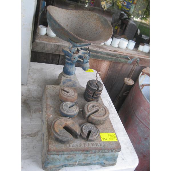 FAIRBANKS PLATFORM SCALE W/ASST. WEIGHTS