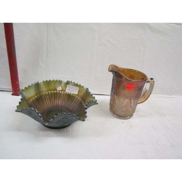 CARNIVAL GLASS PITCHER & BOWL