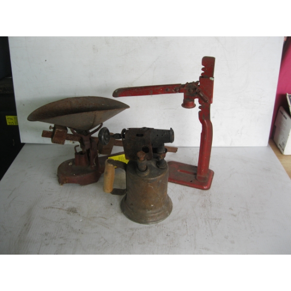 SM. SCALE, BOTTLE CAPPER & PLUMBER'S TORCH