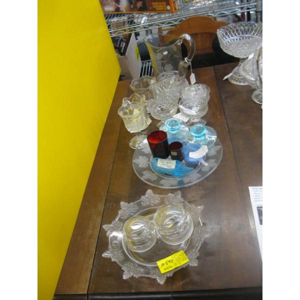 ASST. VINTAGE GLASSWARE - SOME COLORED GLASS