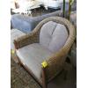 Image 1 : WICKER & WOOD ARMCHAIR W/MATCHING FOOTSTOOL