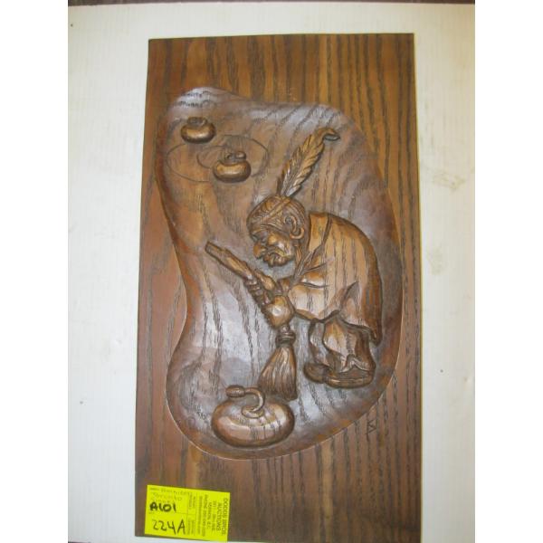 CARVED/SIGNED WOODEN PLAQUE (AMNICON TORONTO)