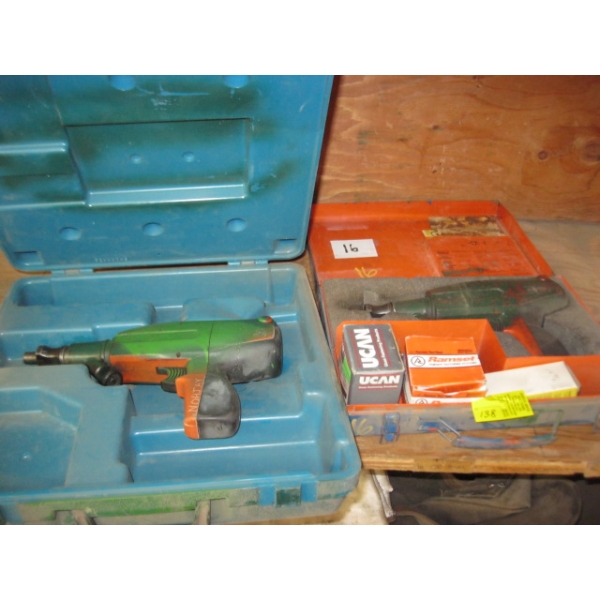 2 RAM SET POWER ACTUATED GUNS W/CHARGES & NAILS