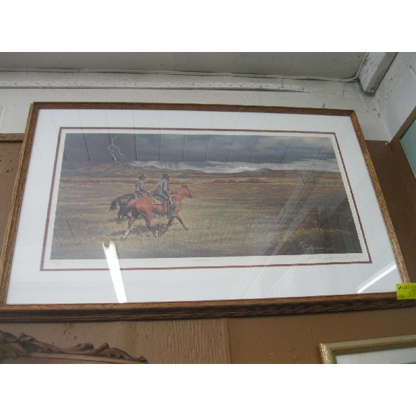 FRAMED NUMBERED PRINT WESTERN SCENE BY JOHN RALPH SCHURRENBURGER