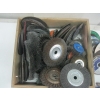 Image 2 : WOODEN BOX W/WIRE WHEELS, CUTOFF DISCS, BRUSHES, ETC.