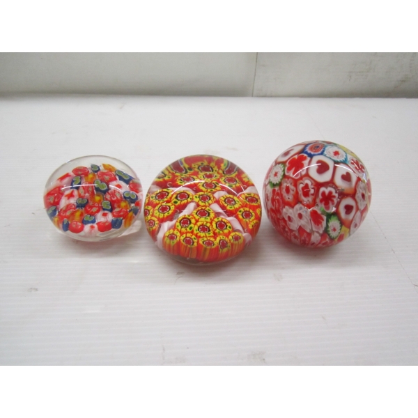 3 GLASS PAPER WEIGHTS