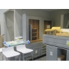 Image 3 : LG. LOT OF GREY & WOOD FINISH KITCHEN CABINETS
