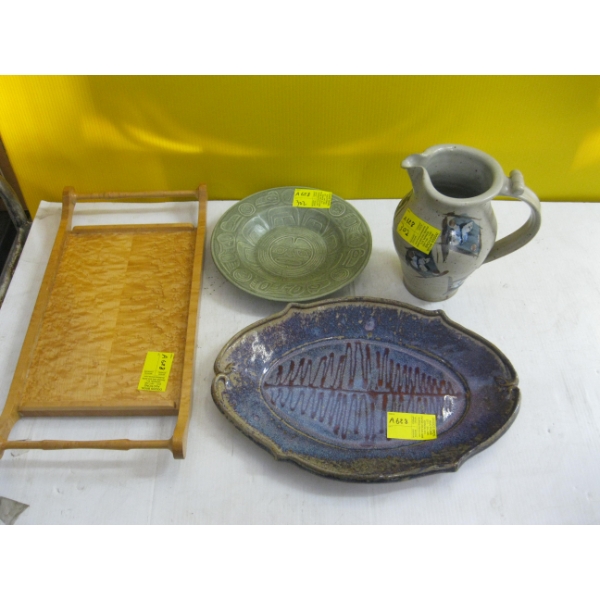 CERAMIC WATER PITCHER, SERVING PLATES, SERVING TRAY