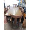 Image 2 : LG. HEAVY WOODEN DINING TABLE W/8 WOOD FRAMED CHAIRS W/PADDED SEATS