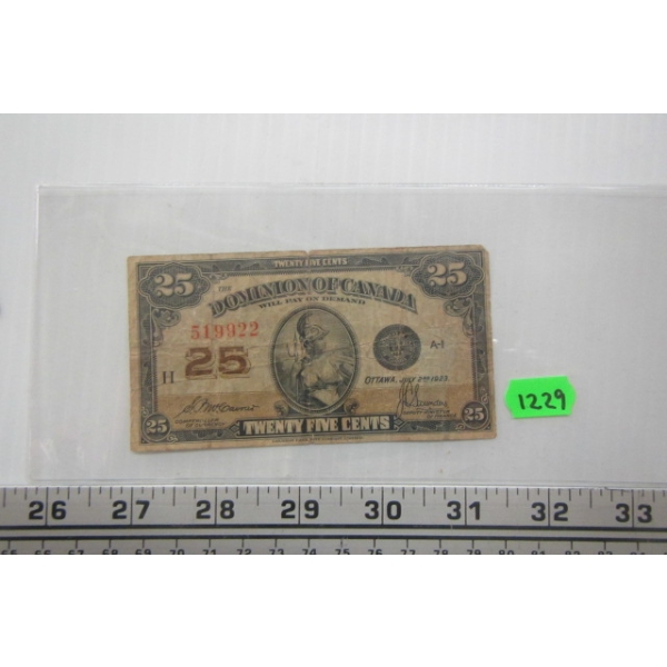 1923 25 CENT SHIN PLASTER