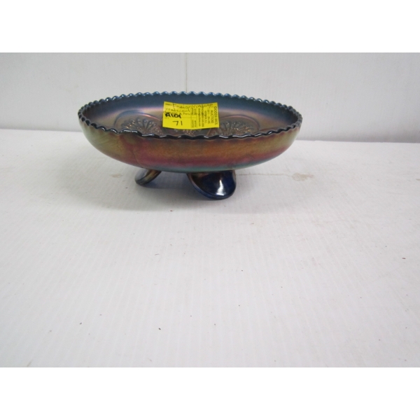 FENTON VINTAGE IRRIDESCENT PEACOCK BOWL