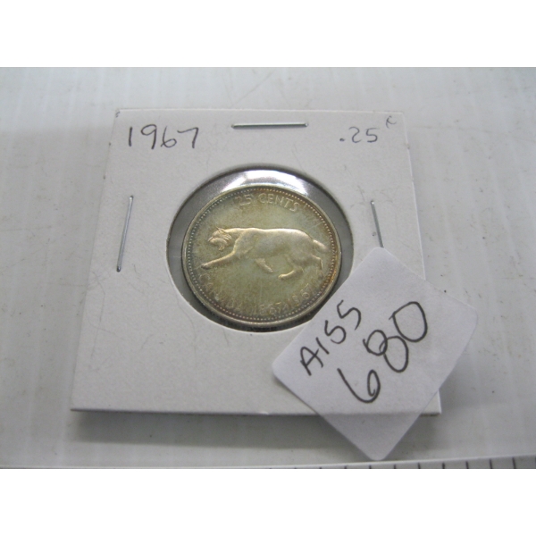 1967 CDN 25 CENT PIECE