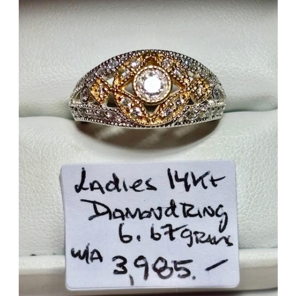 LADIES 14KT DIAMOND RING, 6.67G W/A $3,985, SZ 7