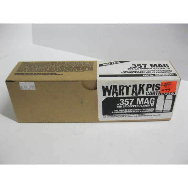 WARTAK .357MAG 158 GR COPPER PLATED TC|1X100 CENTERFIRE CARTRIDGES