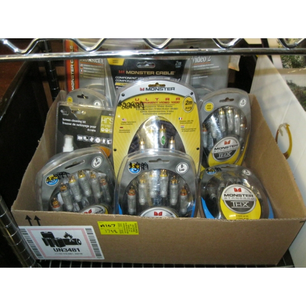 BOX OF ASST. AUDIO VIDEO CABLES, NEW