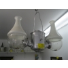 Image 1 : UNIQUE DOUBLE SIDED ANGLE OIL LANTERN - 1 CLEAR GLASS GLOBE CRACKED